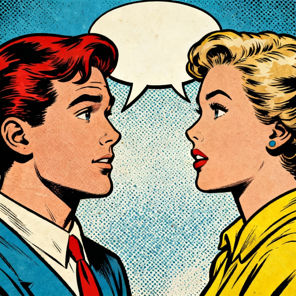 AI retro comic couple in pop art style