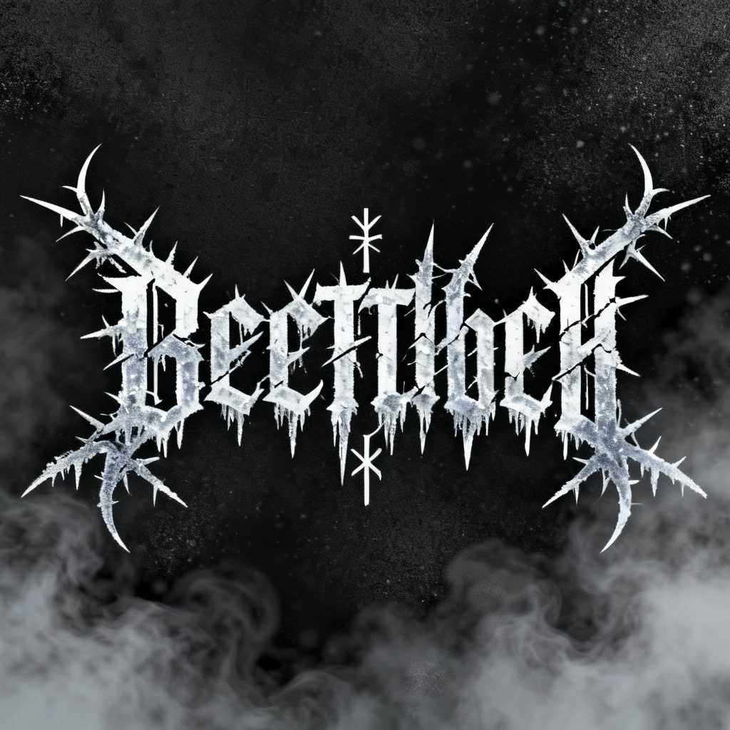 AI black metal logo with icy thorn-like spiky letters