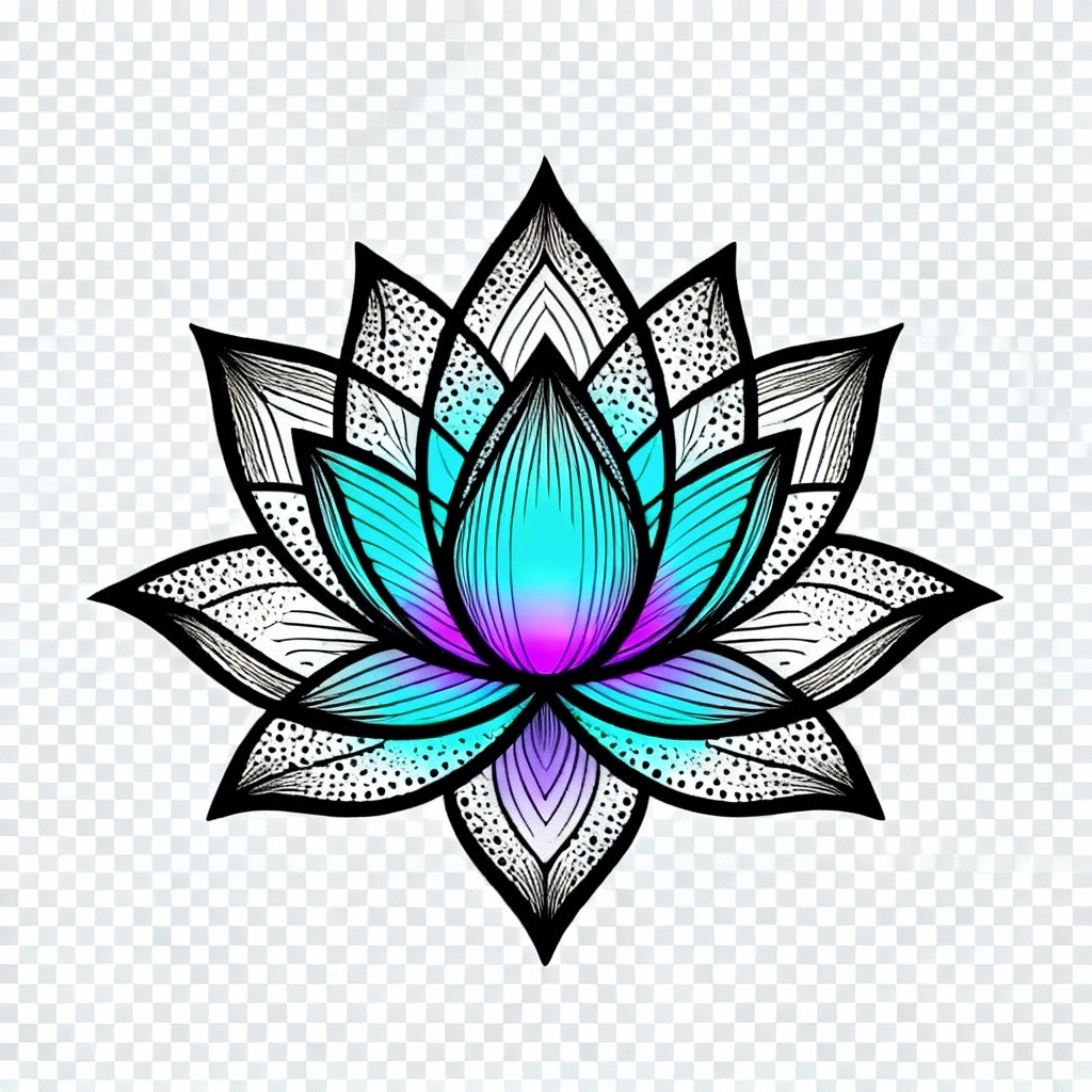 AI neon linework lotus tattoo concept