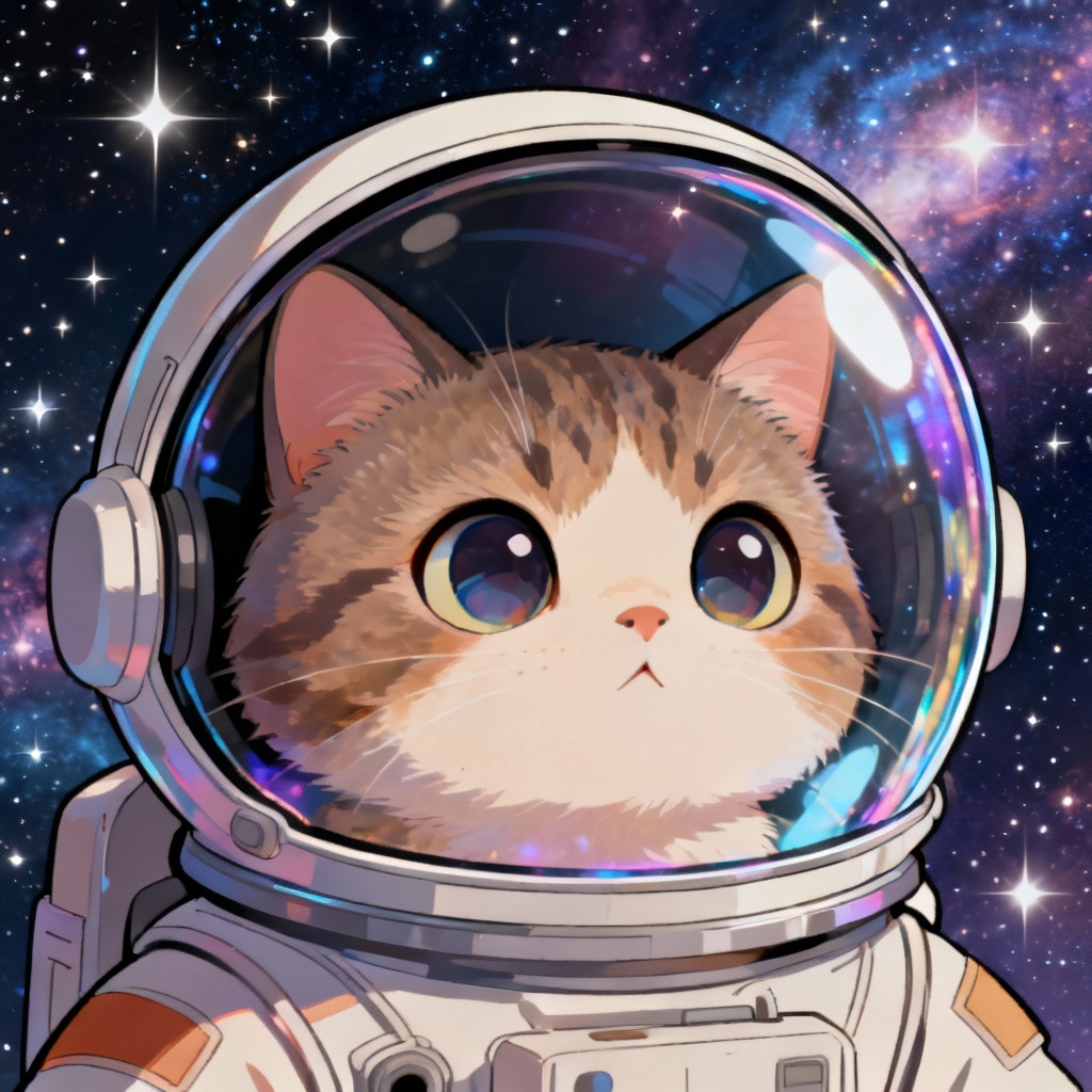 Cartoon cat astronaut funny profile picture