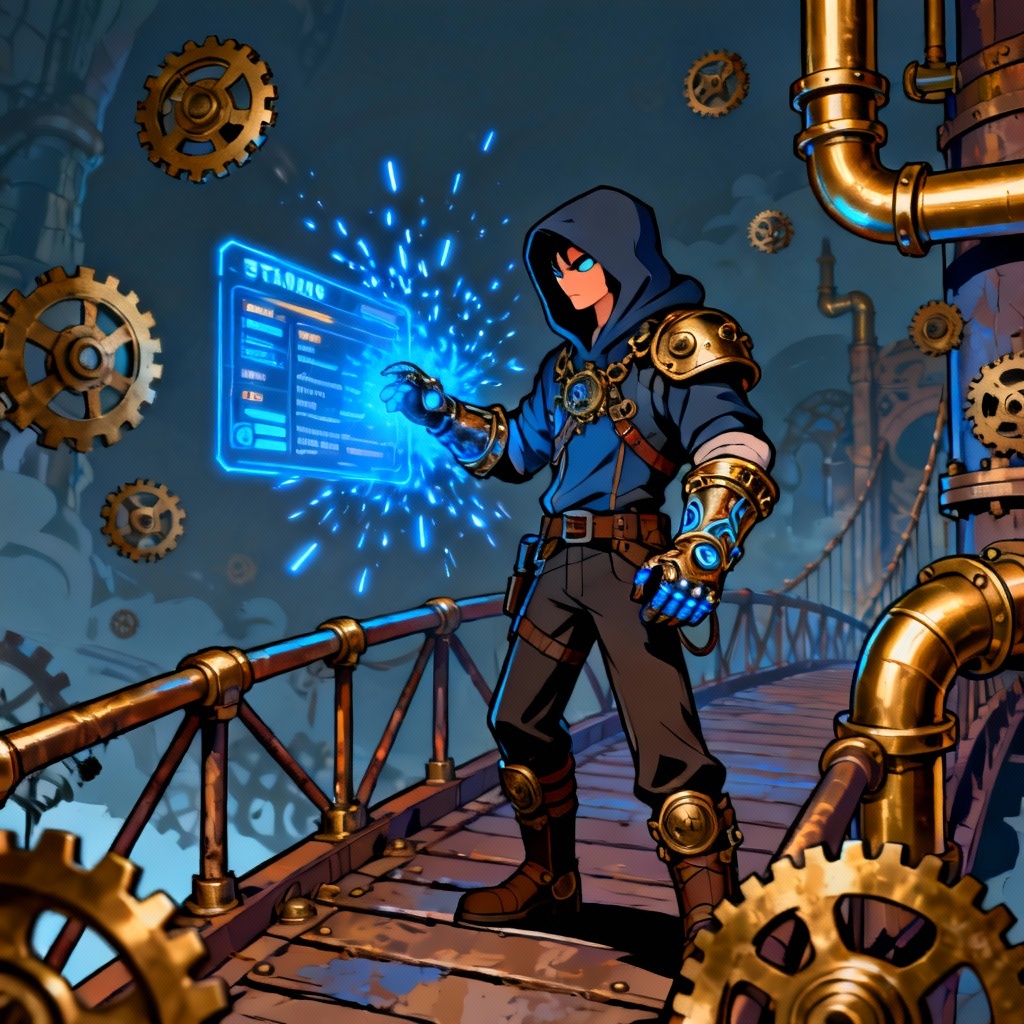 AI isekai tech mage protagonist with status UI