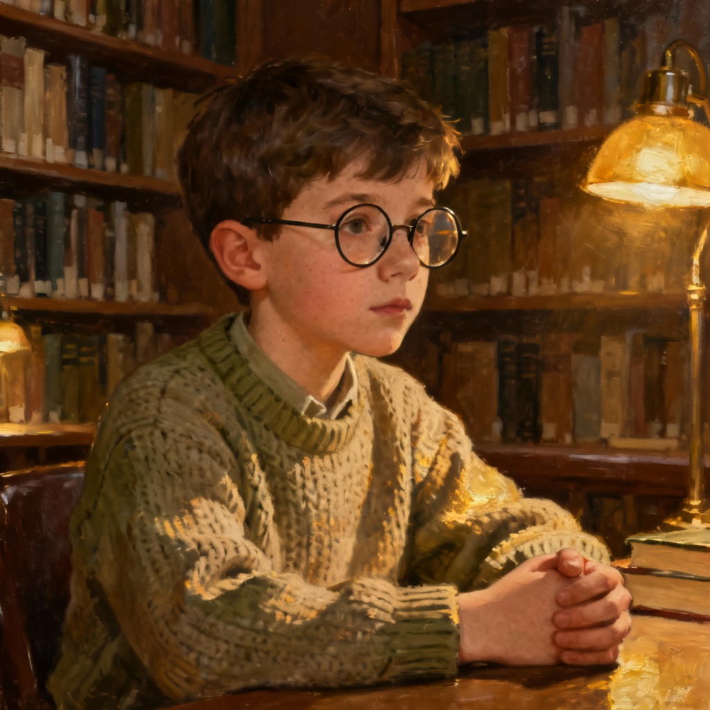 AI boy portrait generator academic scholar