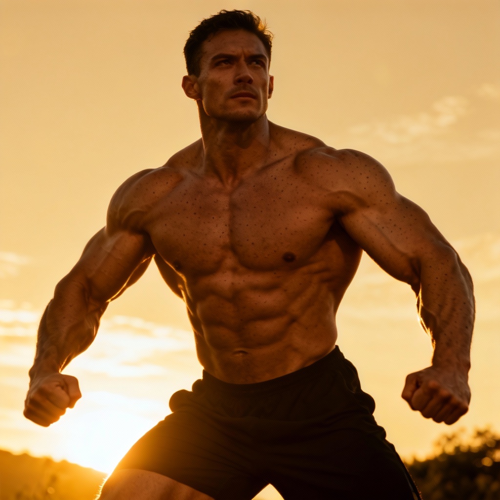 AI heroic bodybuilder male figure