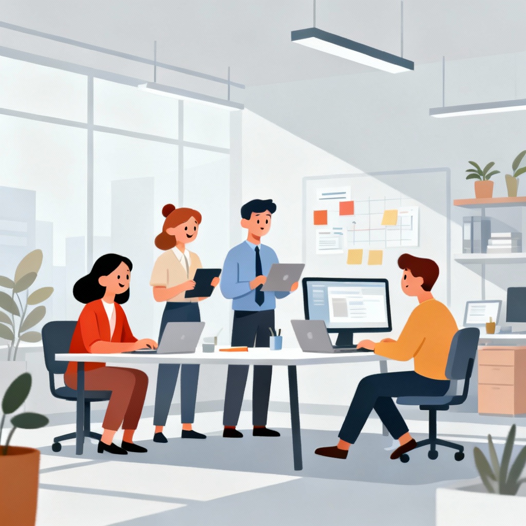 AI cartoon office illustration