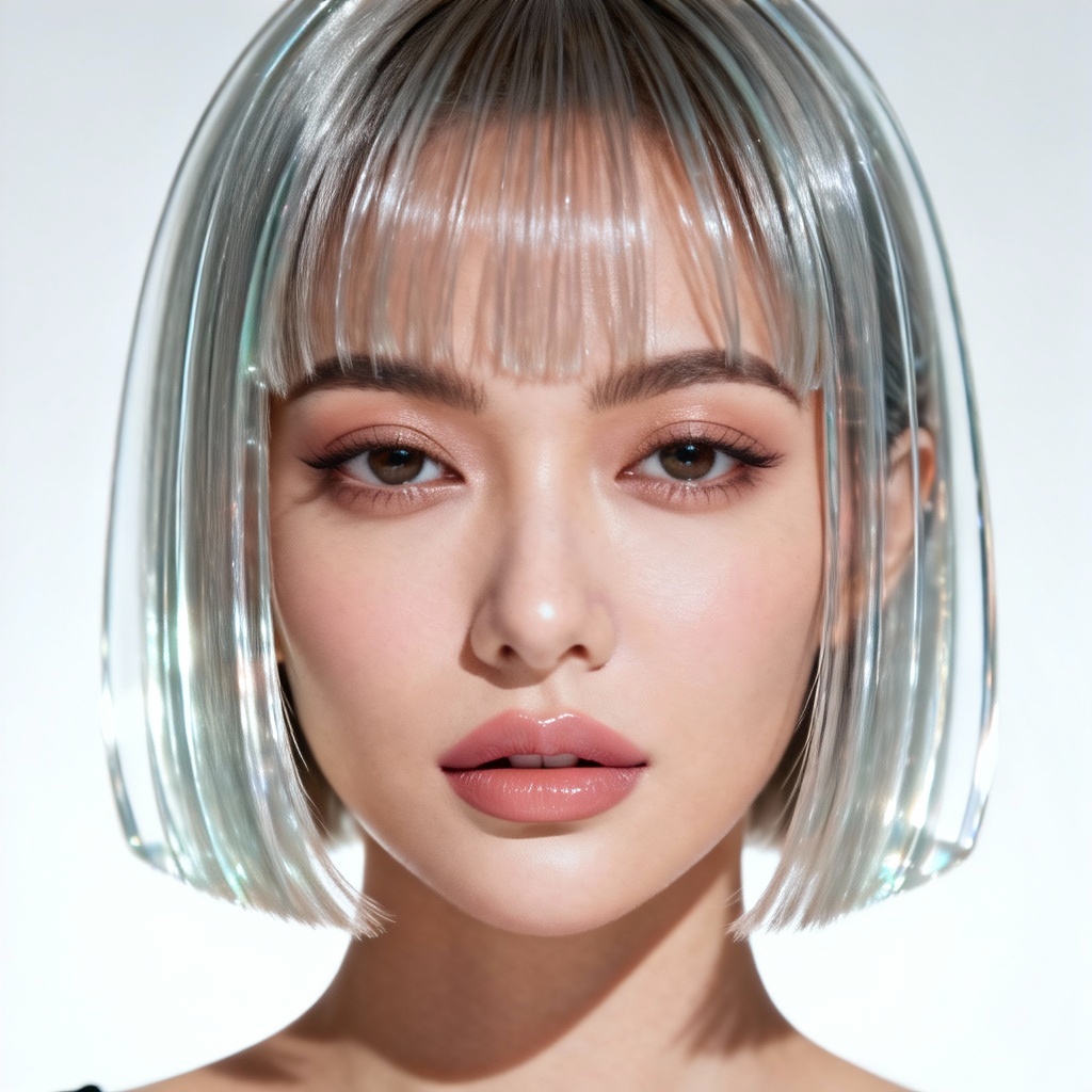AI glass hair bob portrait