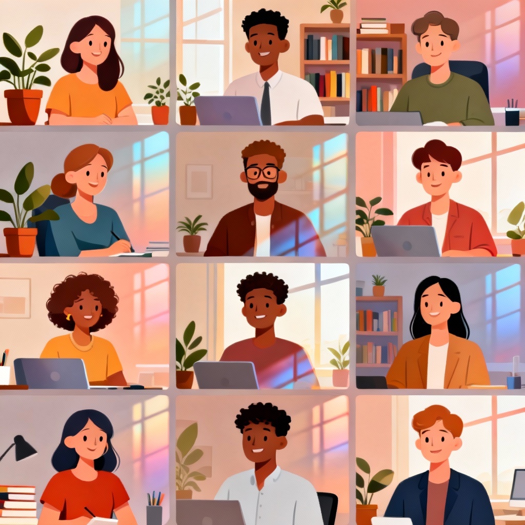 AI Remote Team Standup Illustration