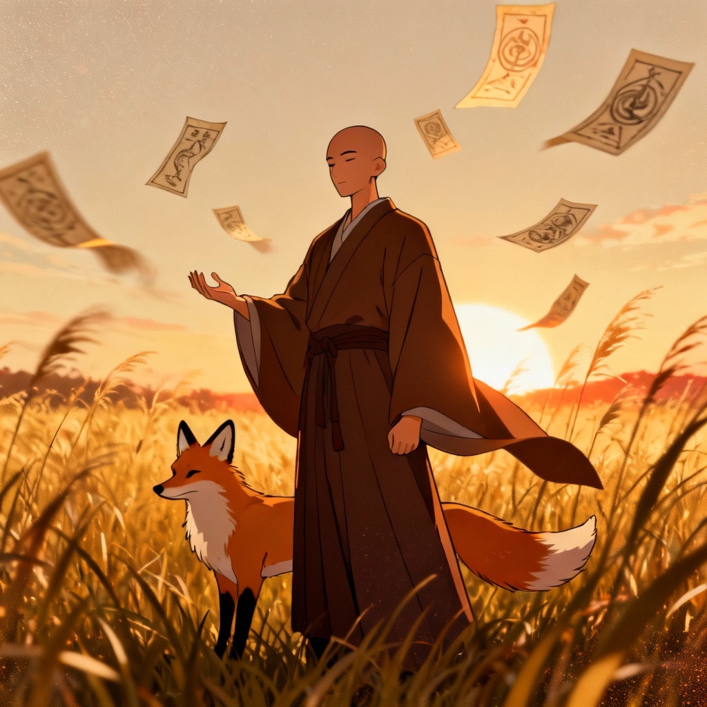 AI JJK OC with fox familiar and talismans