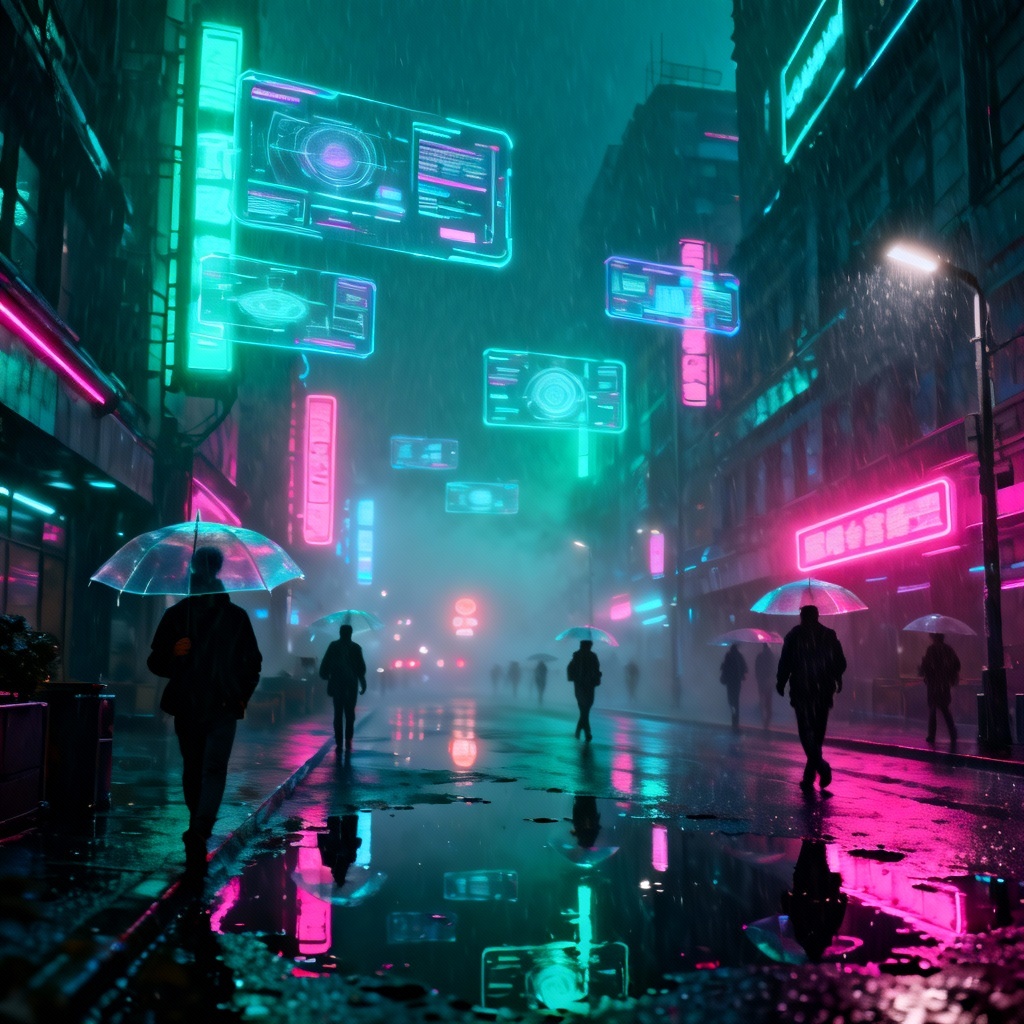 AI Cyberpunk Rain Street