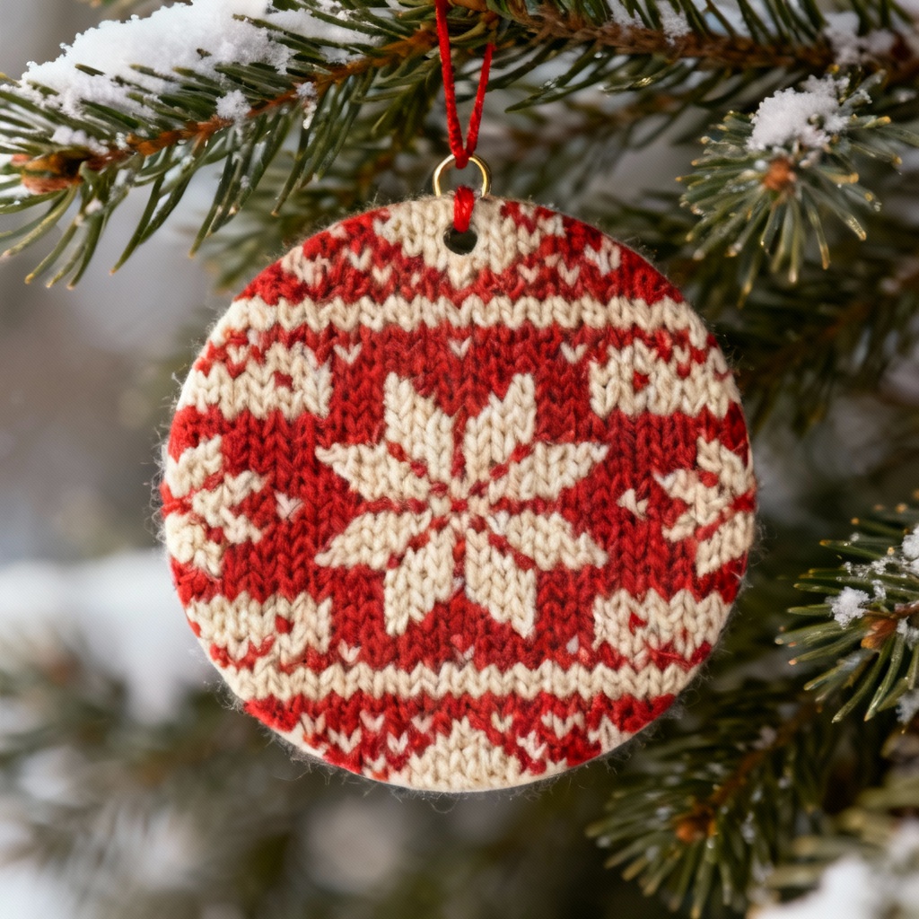 AI Knitted Pattern Disc Ornament
