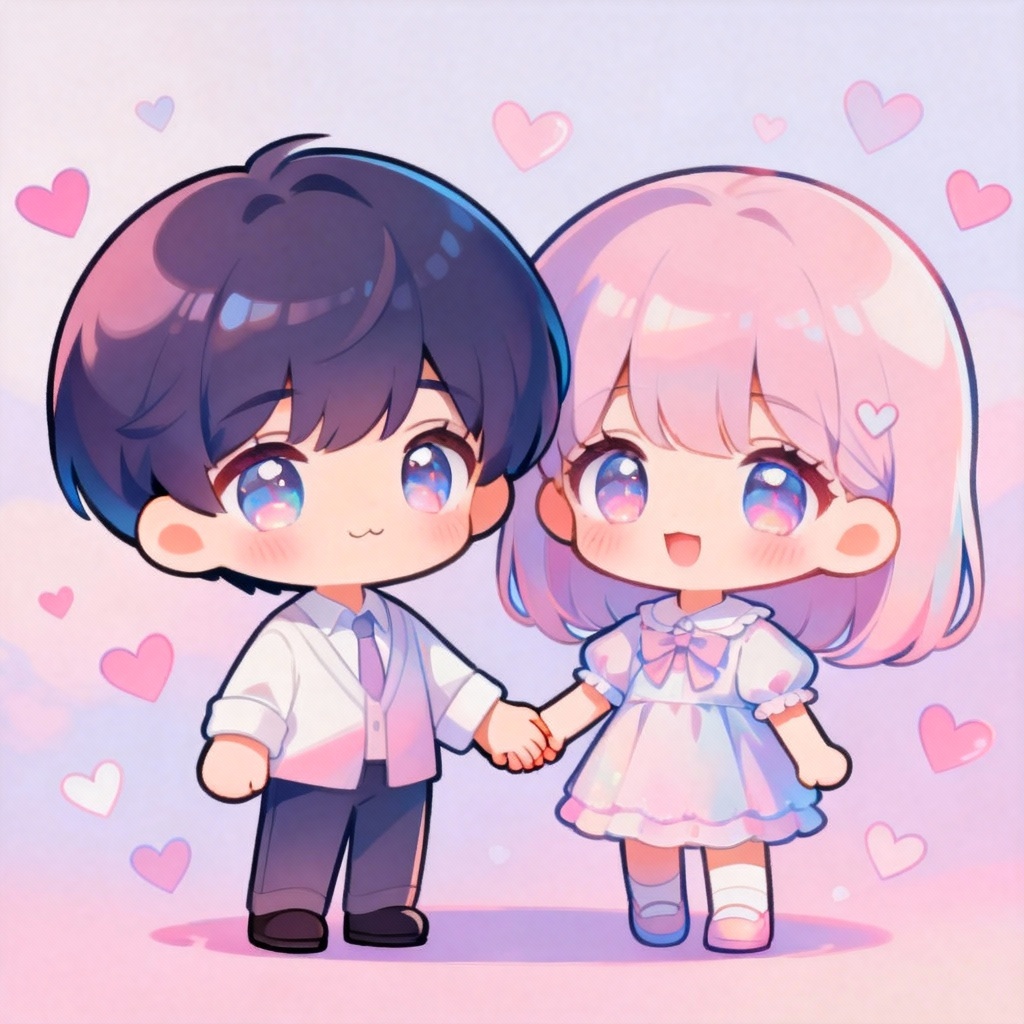 AI chibi cartoon couple