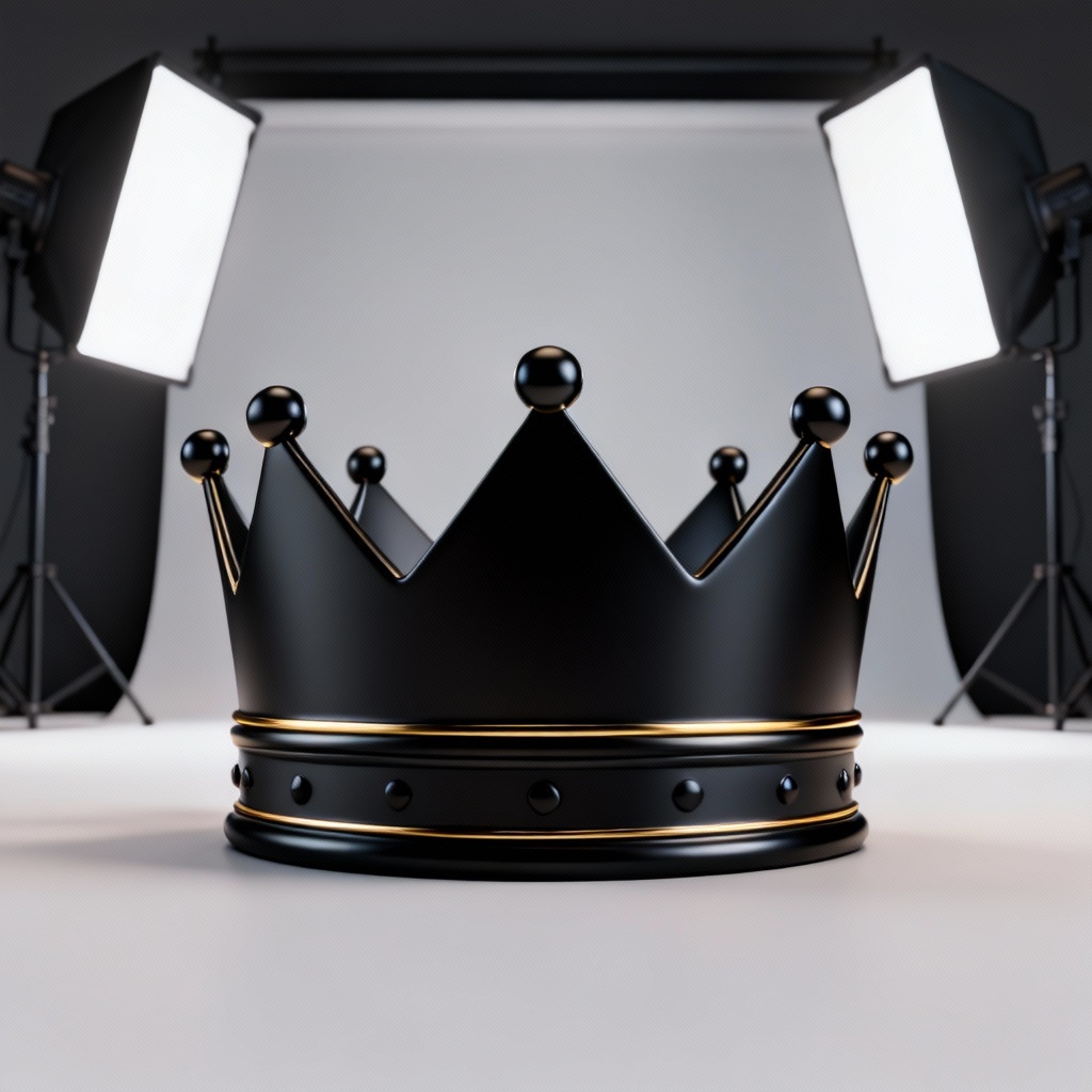 AI Matte Black and Gold Crown 3D Render