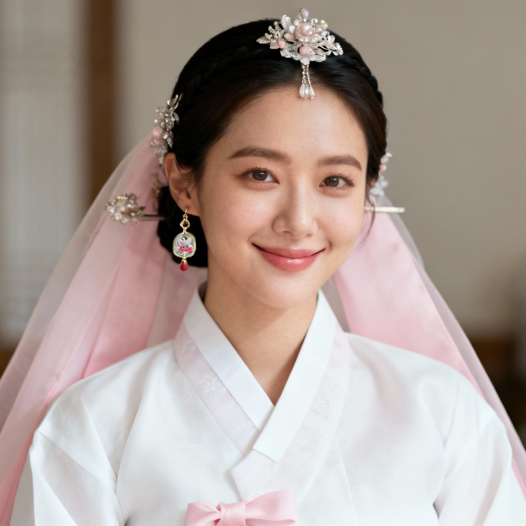 AI hanbok bridal portrait with norigae accessory