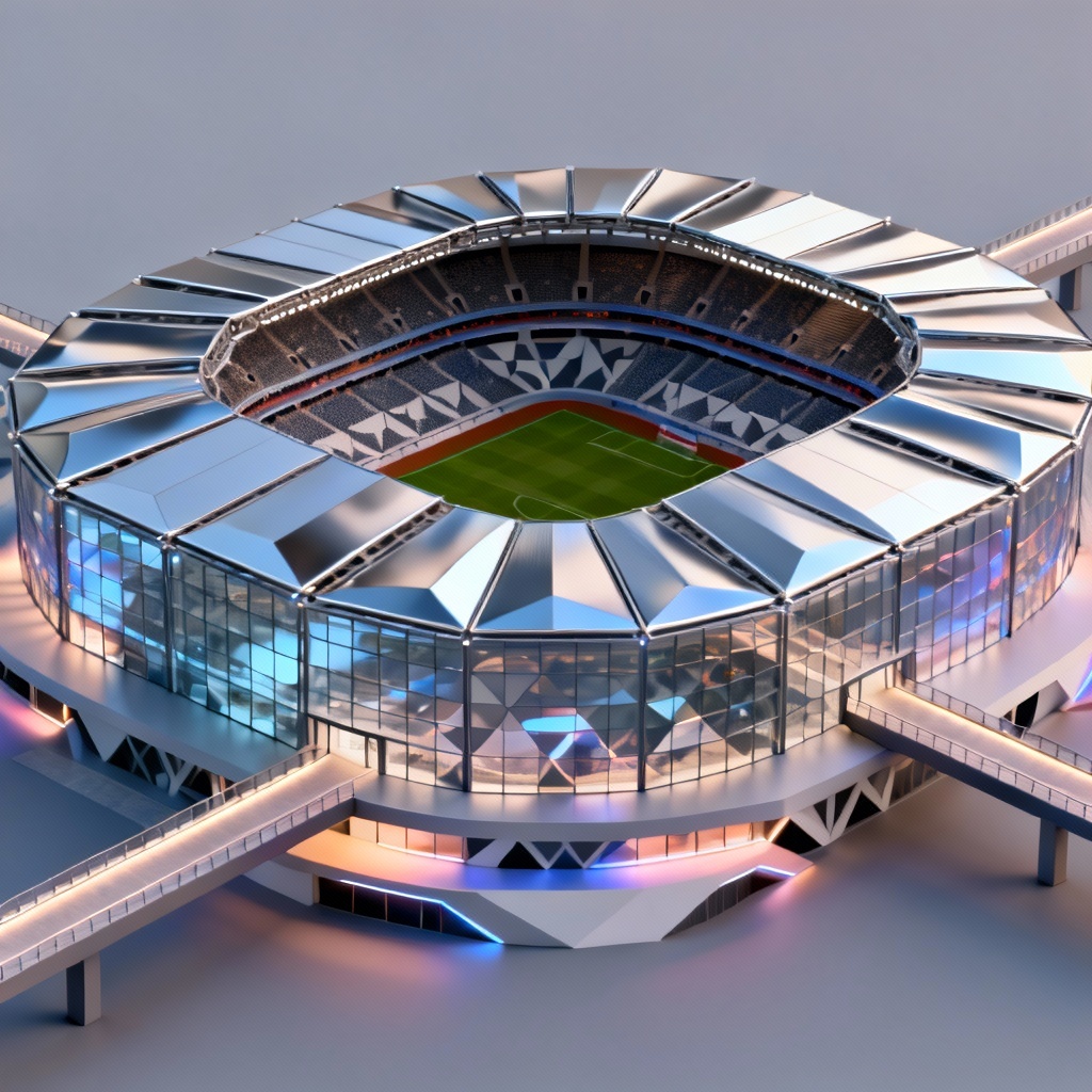 AI isometric 3D stadium with retractable roof