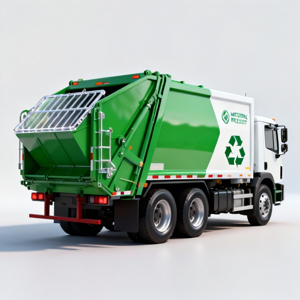 AI rear loader recycling truck concept with green livery