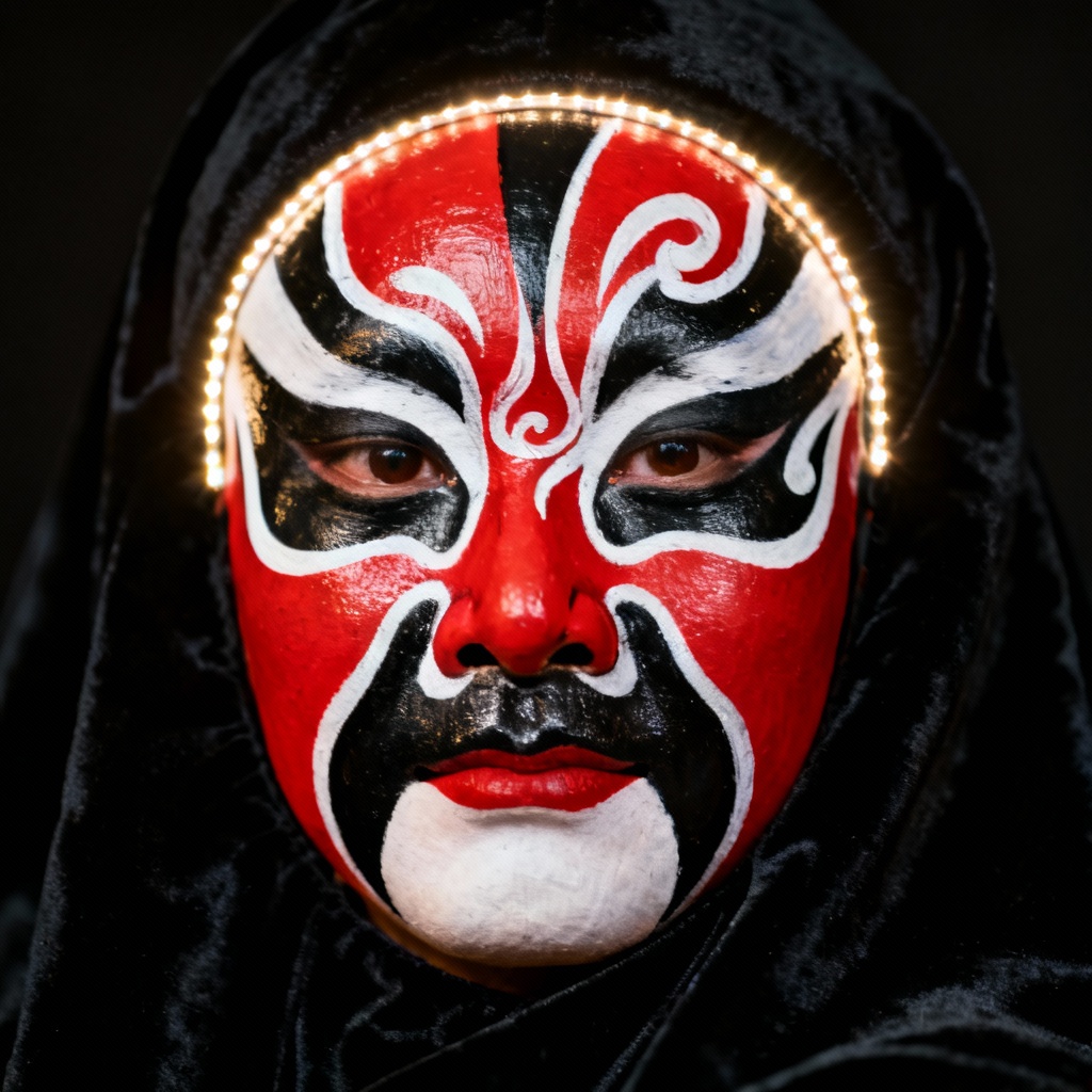 AI Beijing Opera Jing mask close-up