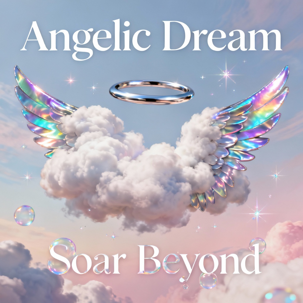 AI Y2K holographic angelcore poster