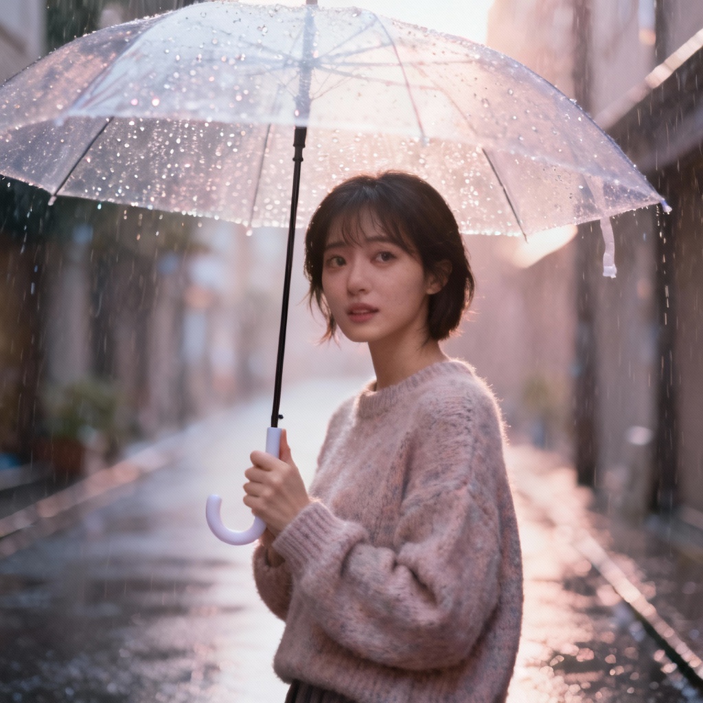 AI K-Drama actress scene in the rain