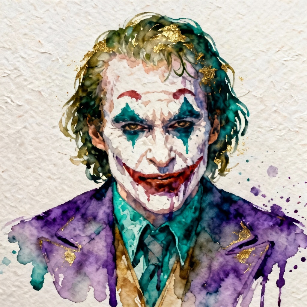 AI Watercolor Joker Portrait