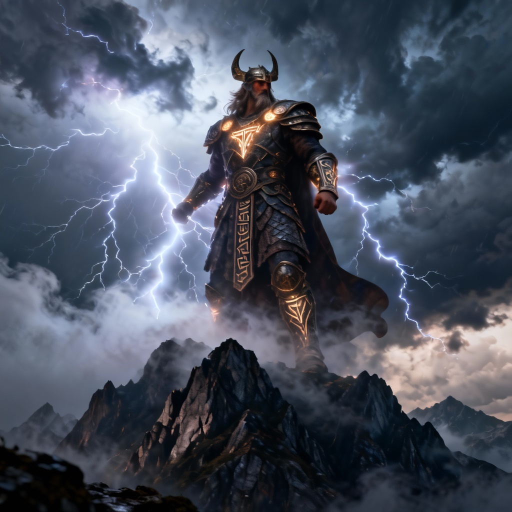 AI Storm God with lightning