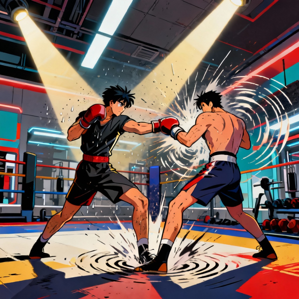 AI MHA hero trainer sparring in tech gym