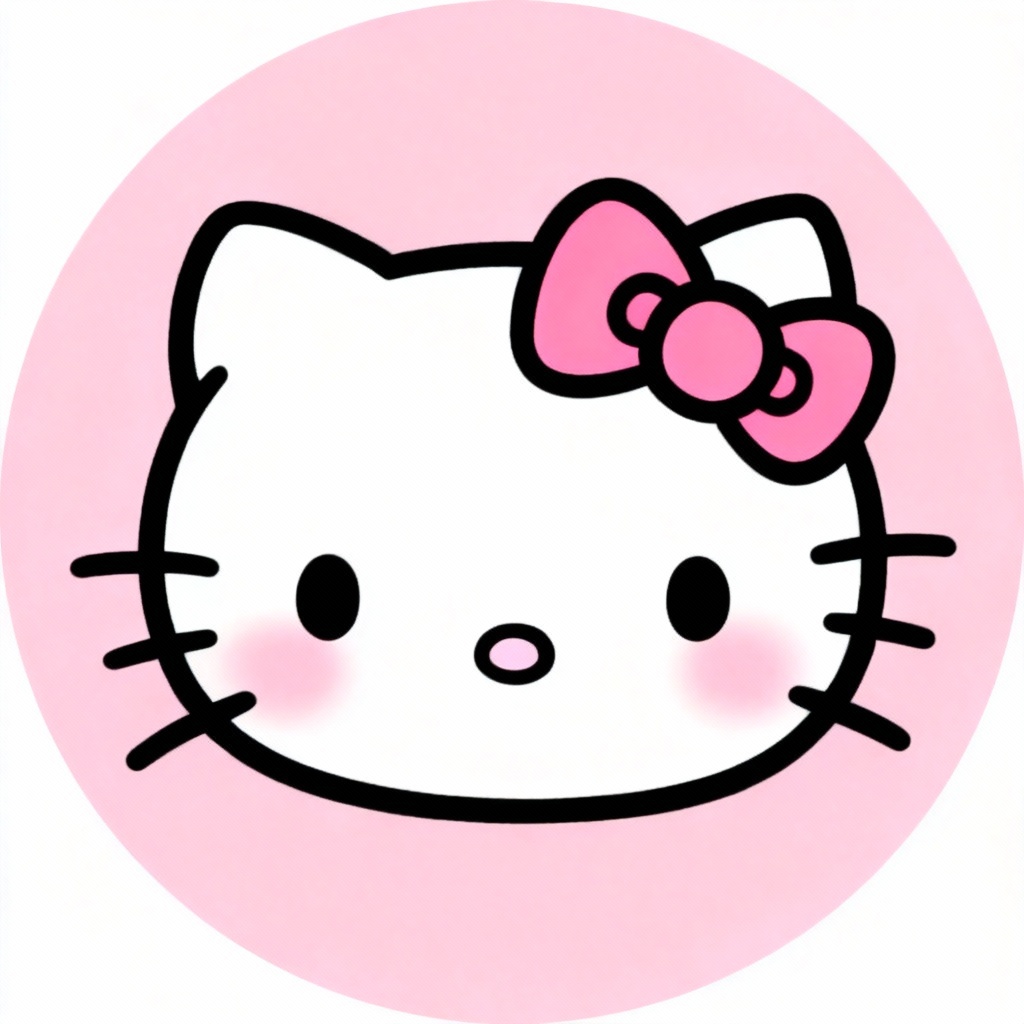 AI Hello Kitty avatar PFP with pink bow and pastel background
