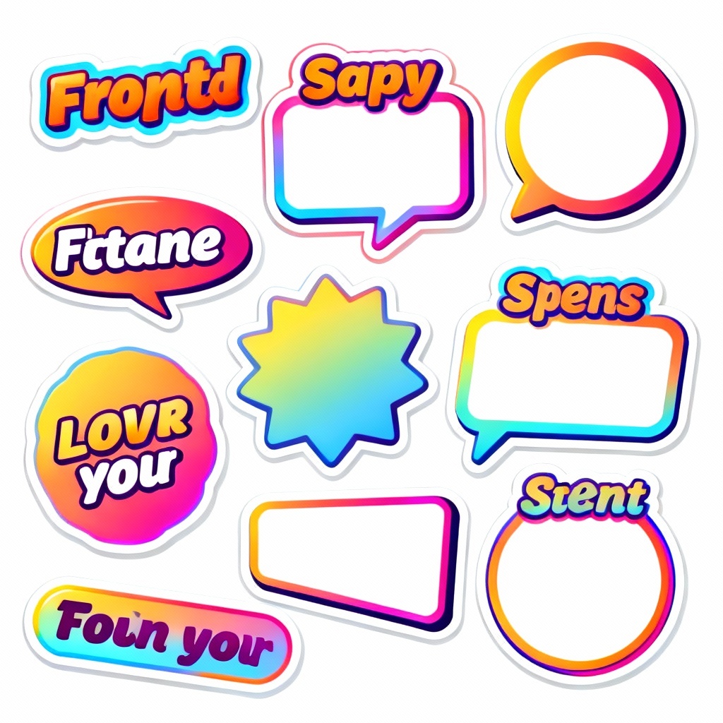 Social media badge and sticker set in playful colors