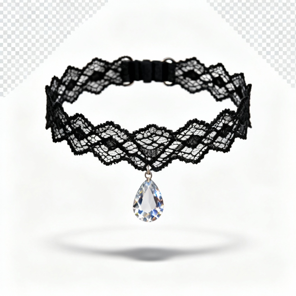 Transparent PNG of black lace choker product