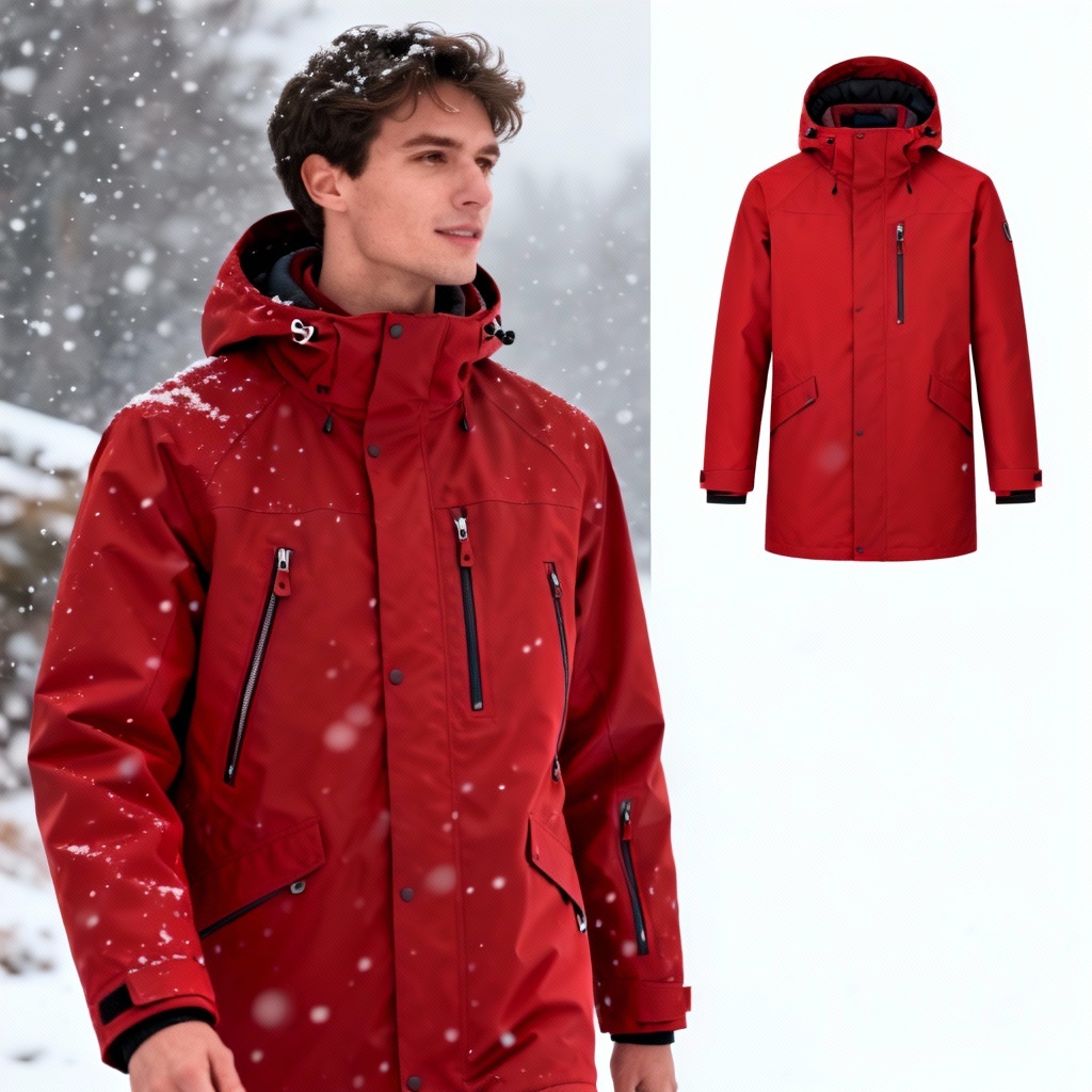 AI cardinal red technical parka outerwear