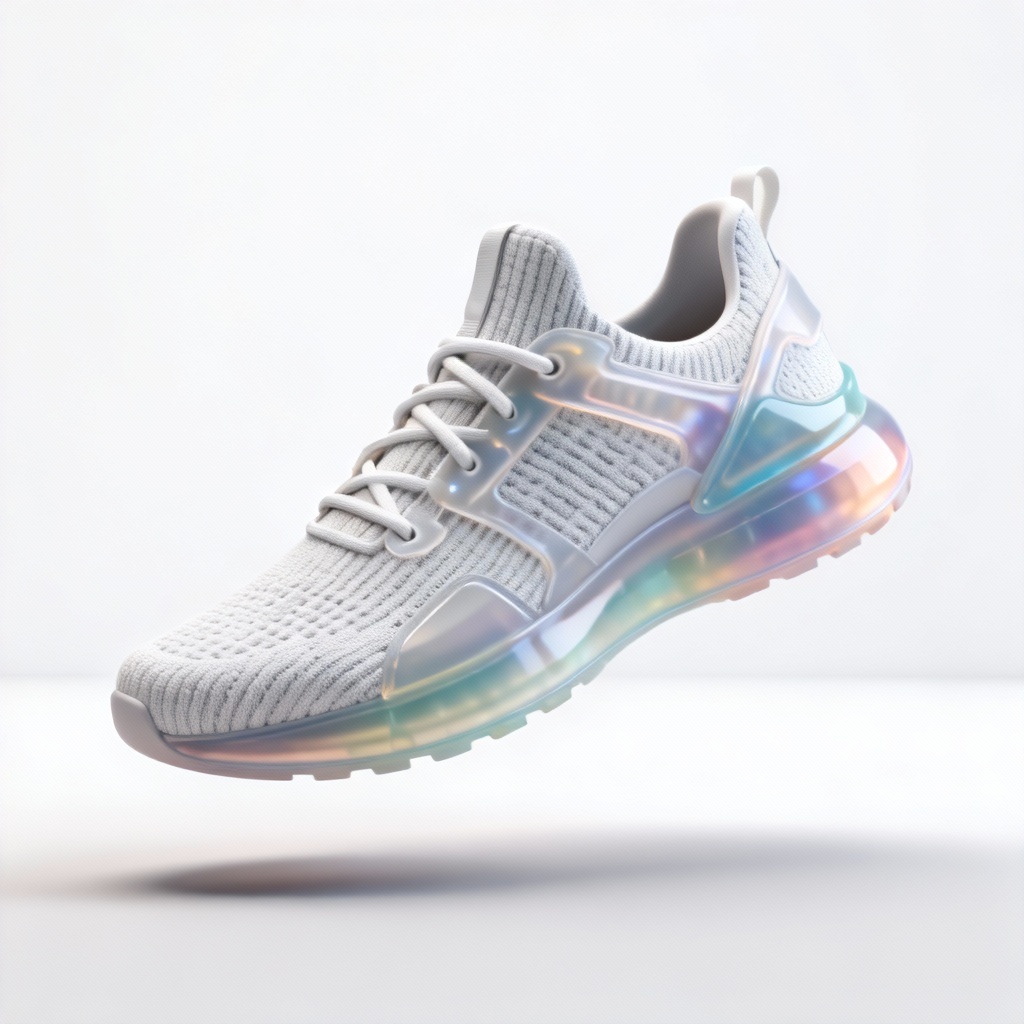 AI-generated concept sneaker floating in a clean studio scene