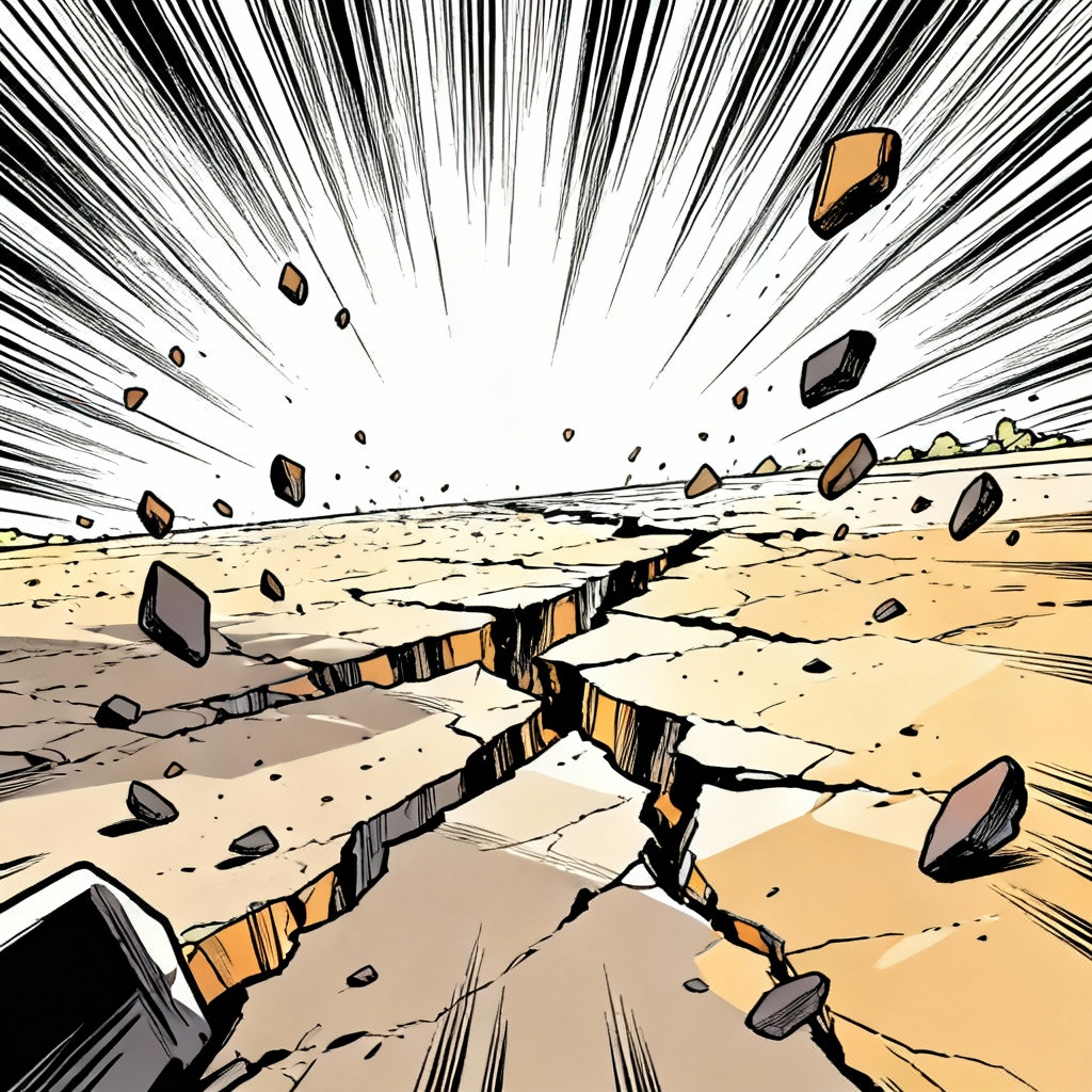 Stylized anime ground-split effect with cel shading