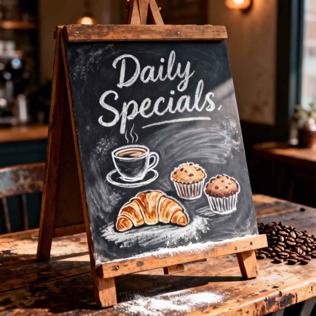 AI chalkboard cafe menu board signage
