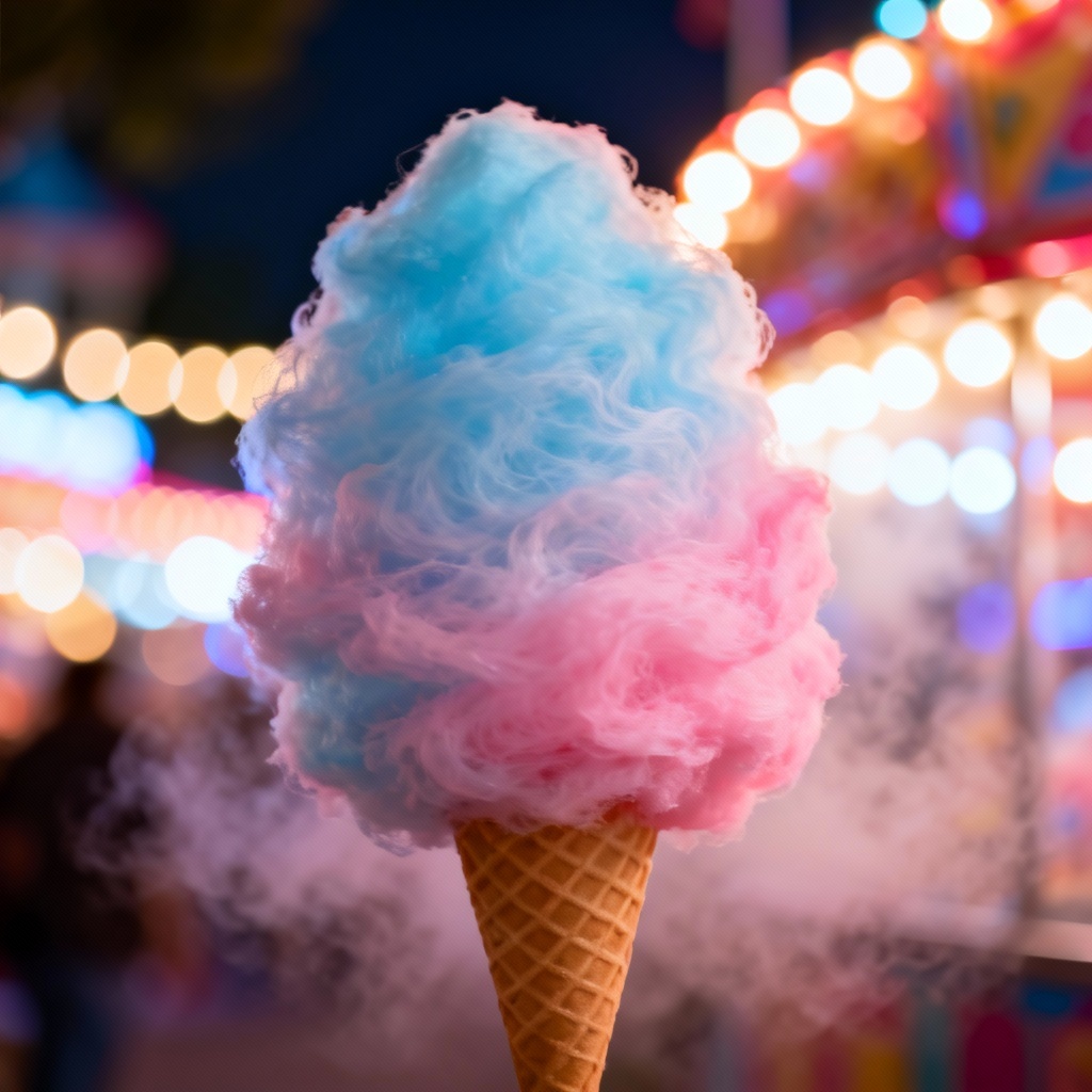 AI fluffy cotton candy with pastel clouds