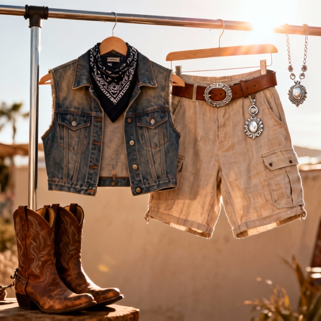 AI Western Denim and Bandana Outfit
