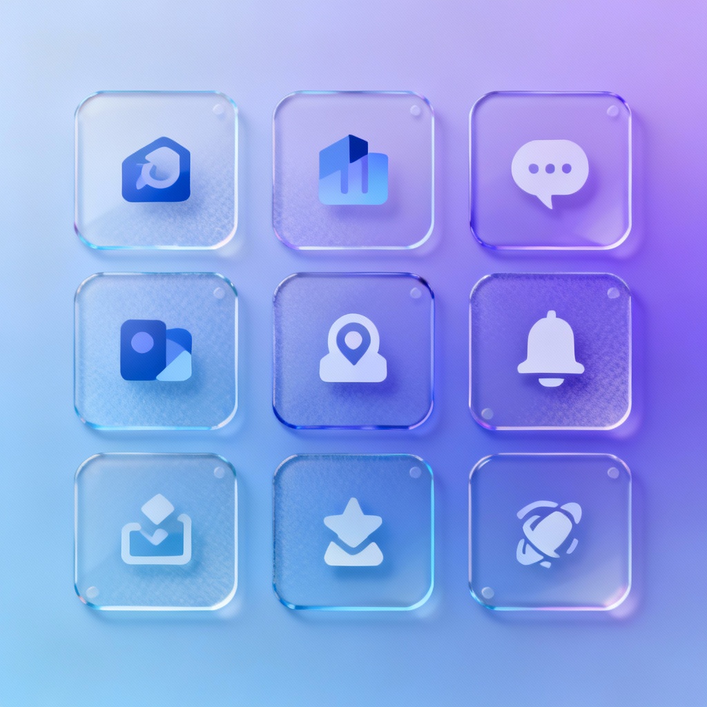 AI stream info panels set with glass UI style