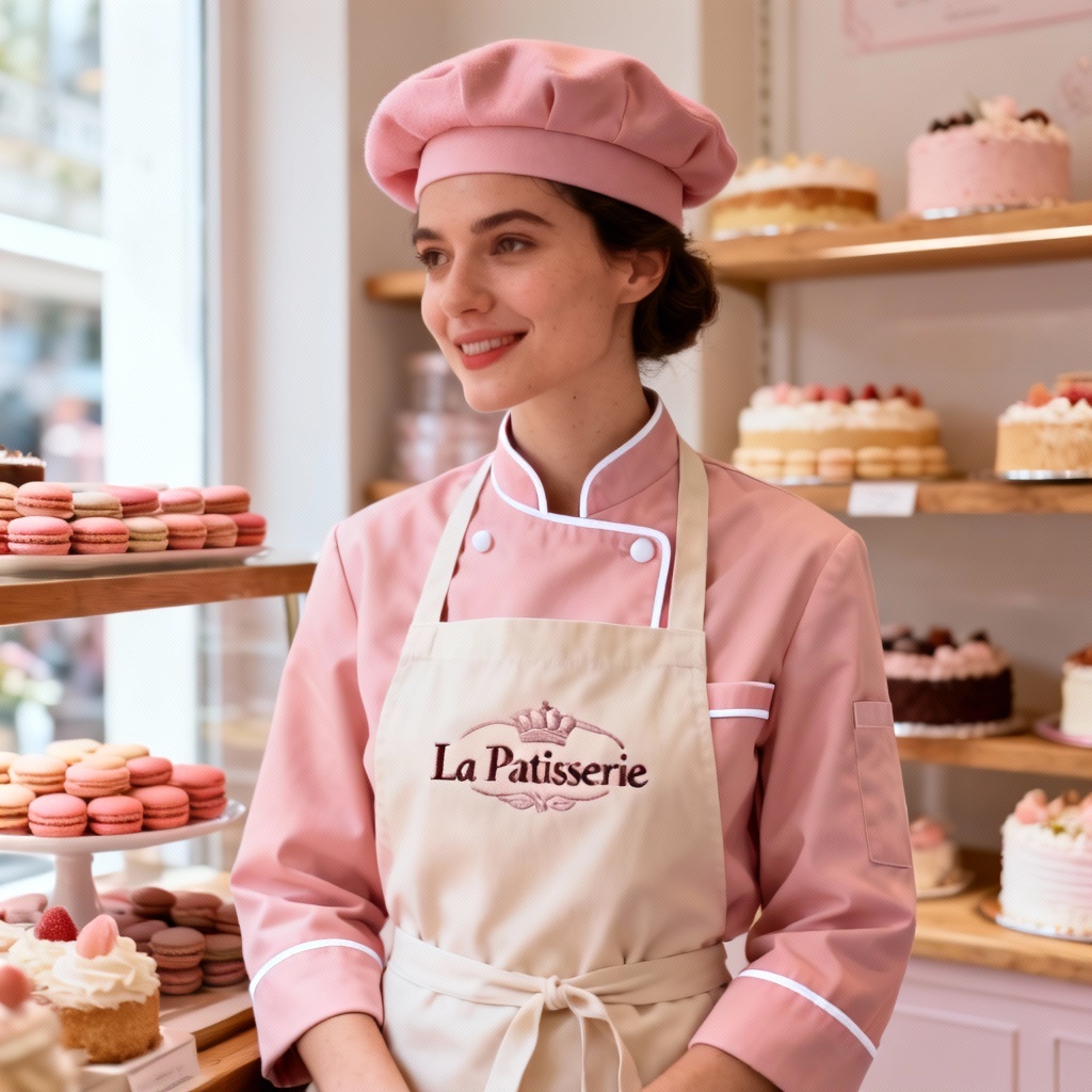 Pastry chef pastel uniform with beret