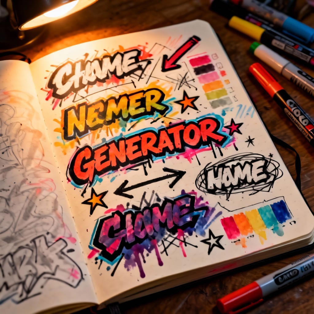AI blackbook graffiti sketch with markers and outlines