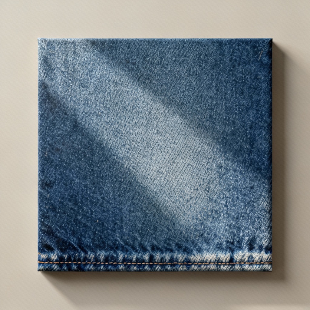 AI indigo denim weave with realistic slub and fade