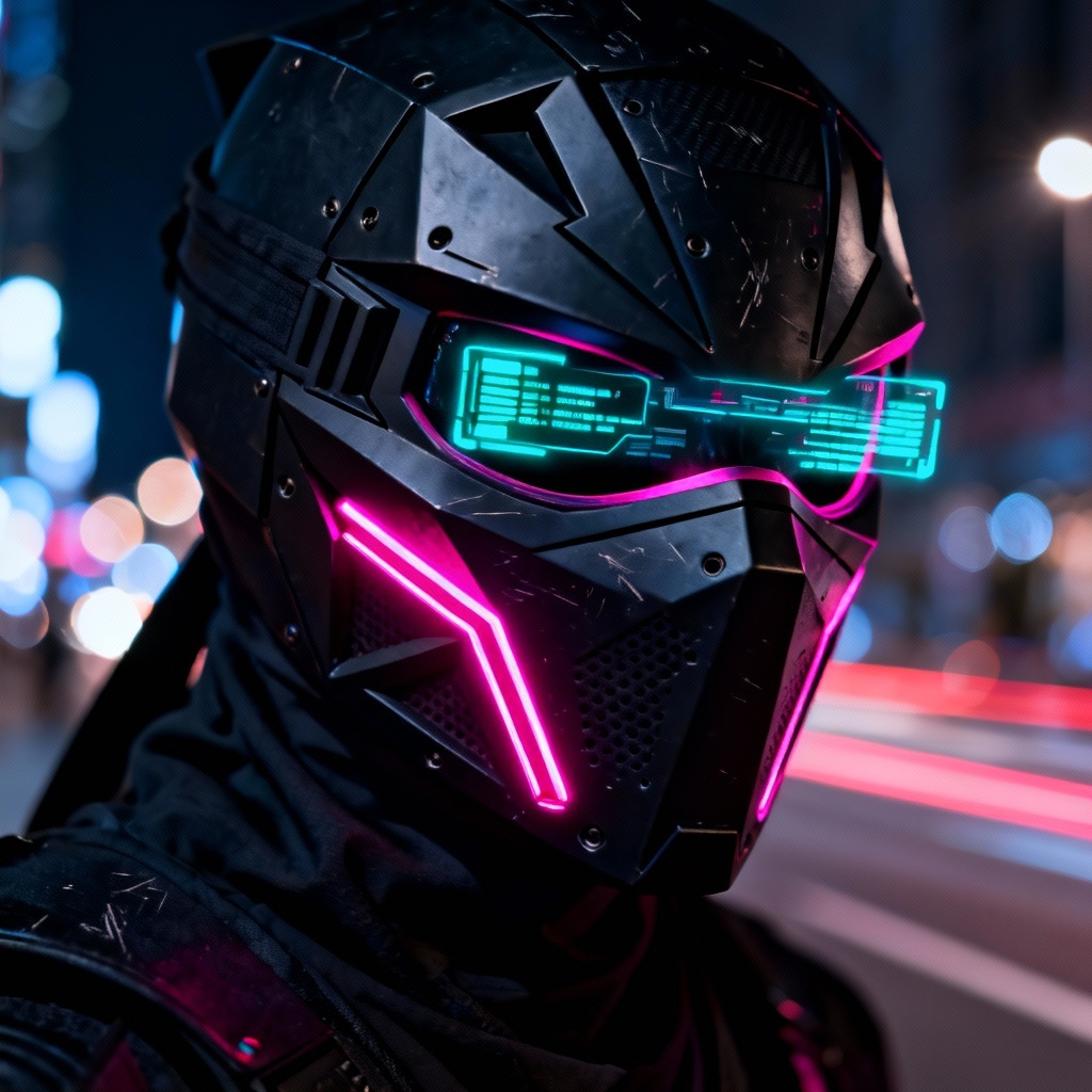 AI cyber ninja neon mask
