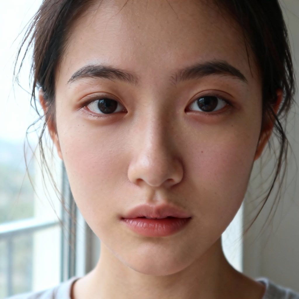 AI raw selfie with morning window glow