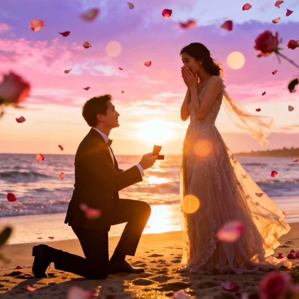 AI beach proposal romantic image