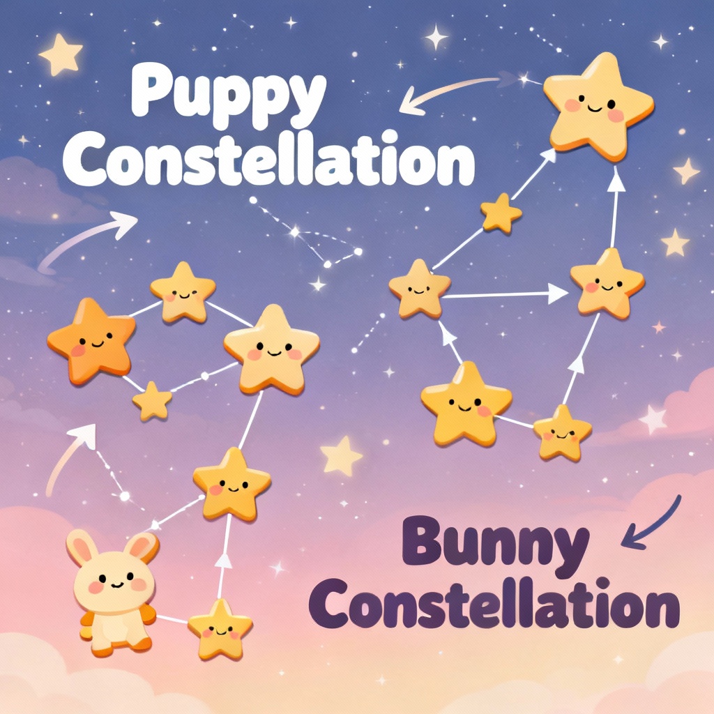 AI cute kid-friendly constellation poster