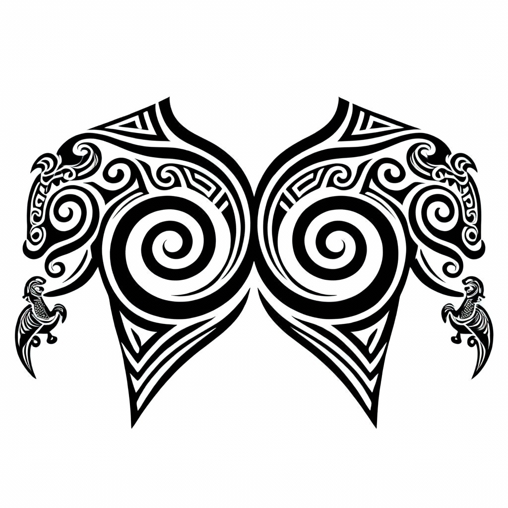 AI Maori koru chest tattoo design