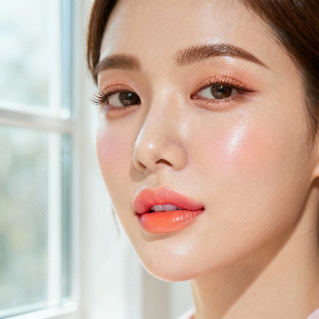 AI soft K-beauty dewy New Year look
