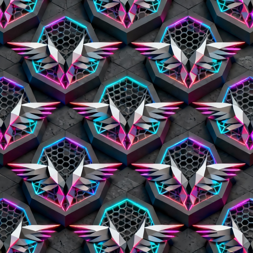 Geometric Phoenix Tessellation Pattern