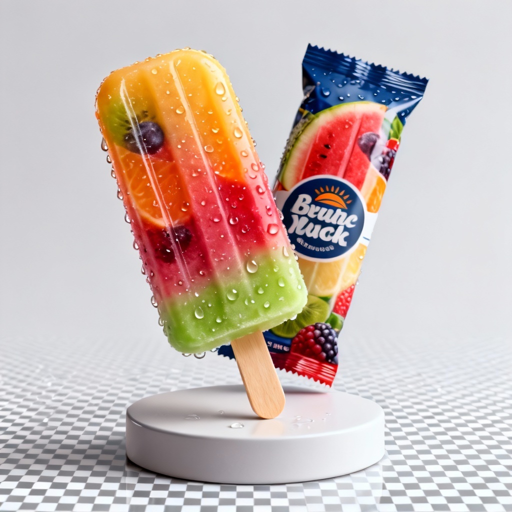 Realistic popsicle product mockup with condensation