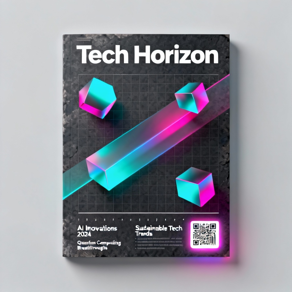 AI tech magazine cover with futuristic typography