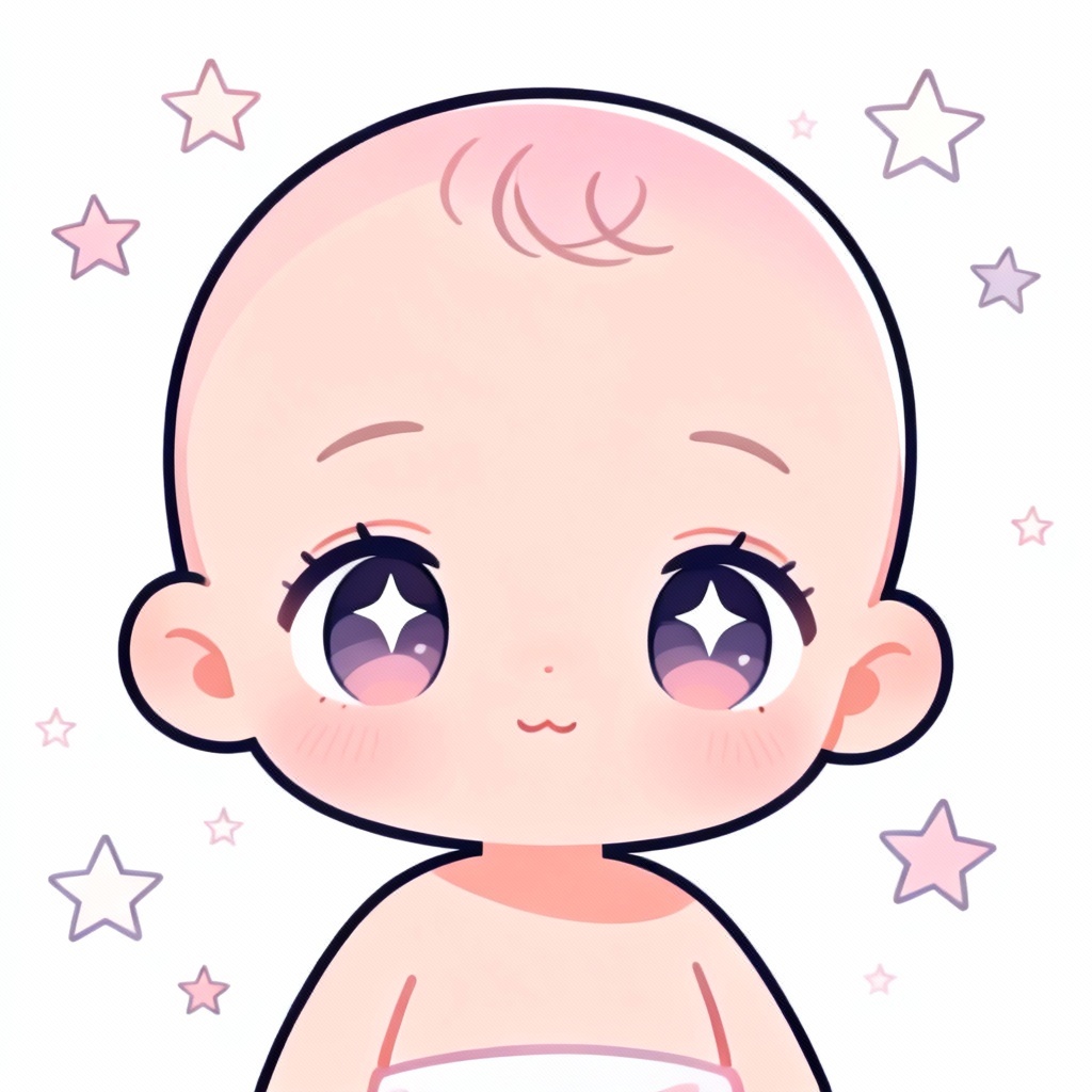 AI cartoon chibi baby with big eyes