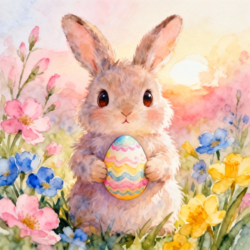AI Pastel Easter Bunny Portrait