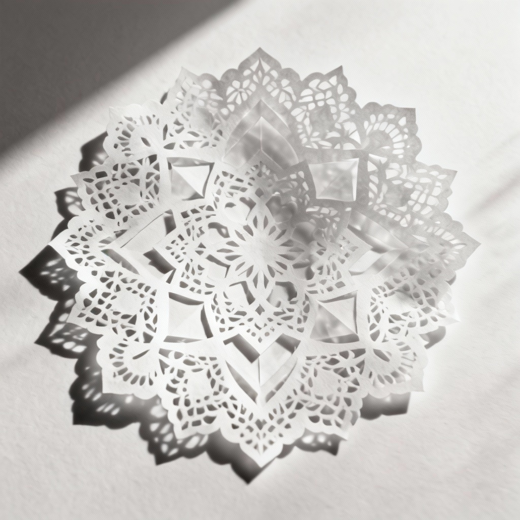Delicate lace paper-cut pattern with soft shadows