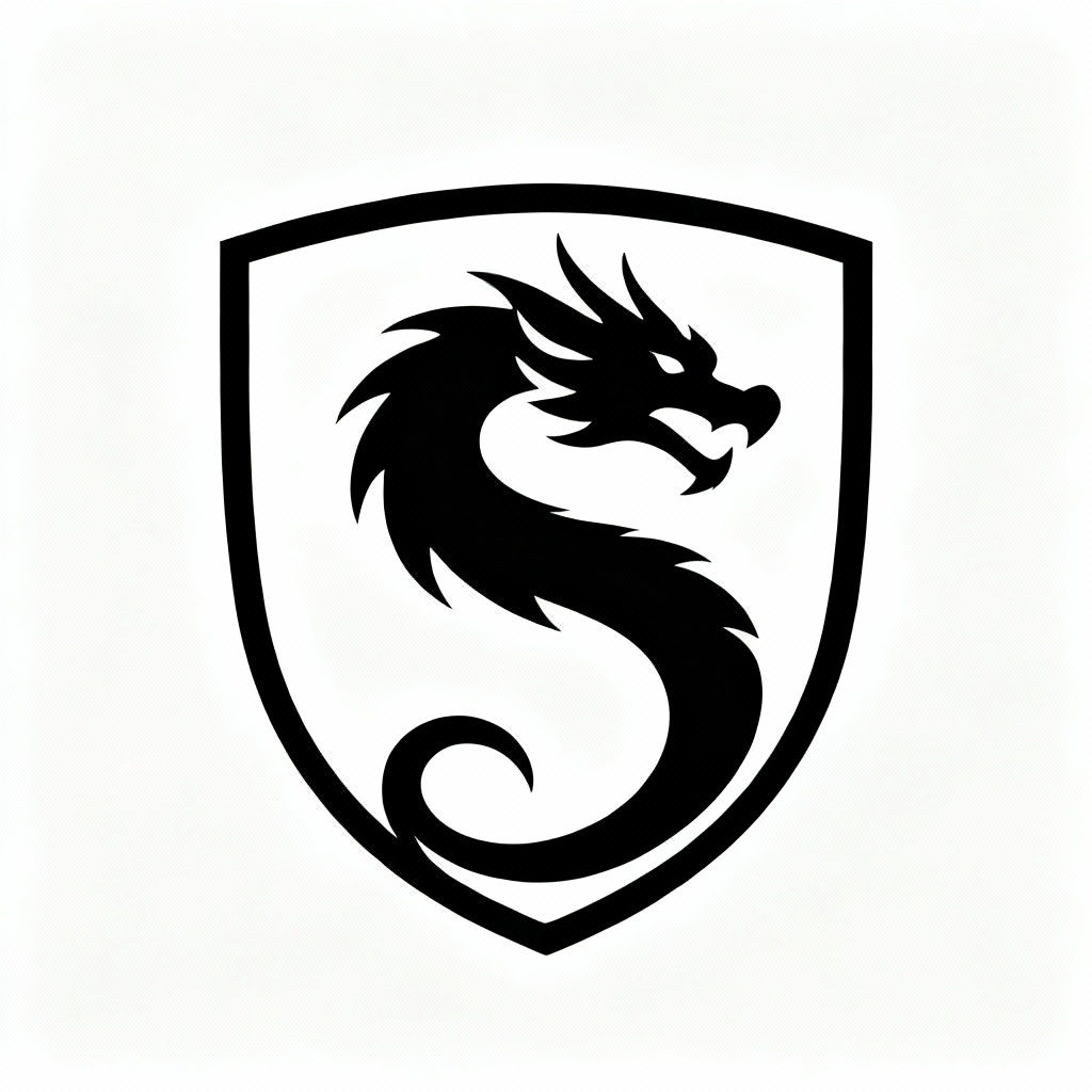 AI dragon emblem logo wrapped around a shield